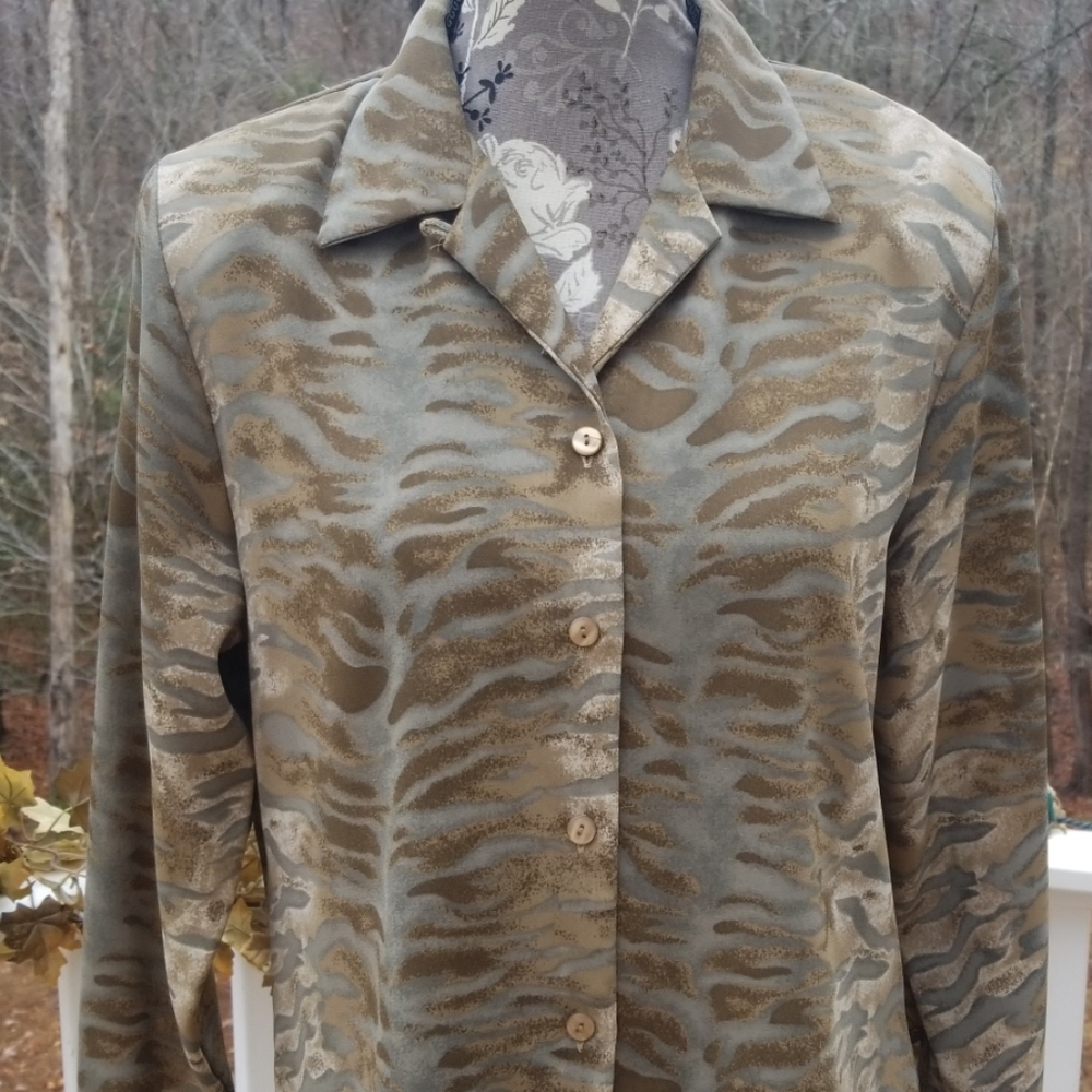 Olive zebra blouse